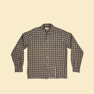 1960s mens blue checkered shirt by Burlington Industries, vintage 60s size S
